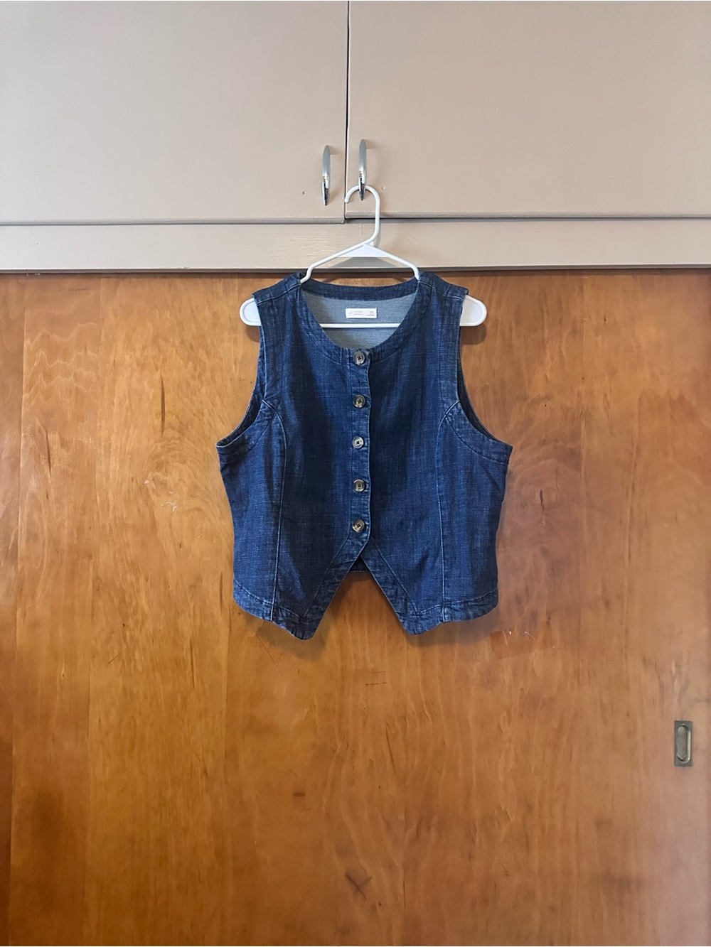 LC Lauren Conrad Dark Blue Denim Button-Front Vest